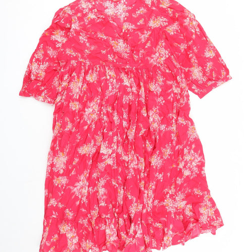 Per Una Womens Red Geometric 100% Cotton Trapeze & Swing Size M V-Neck Pullover