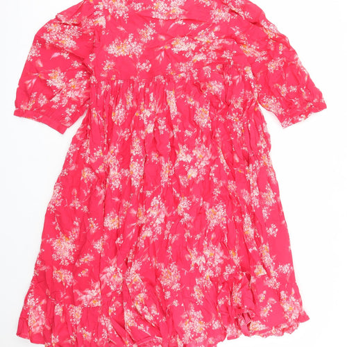 Per Una Womens Red Geometric 100% Cotton Trapeze & Swing Size M V-Neck Pullover