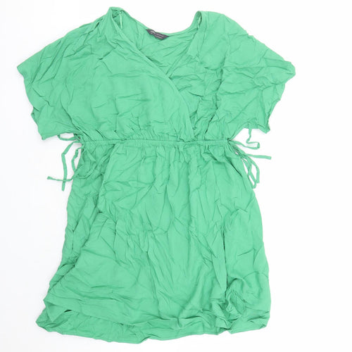 Marks and Spencer Womens Green Viscose A-Line Size 14 V-Neck Pullover - Elasticated Waist