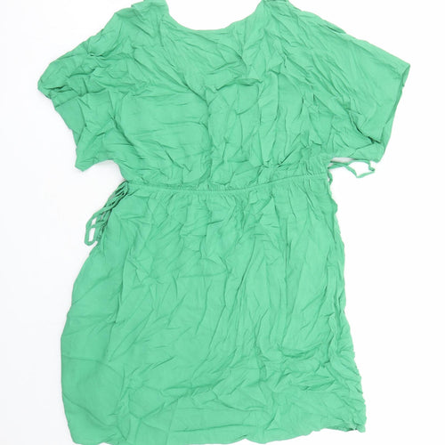 Marks and Spencer Womens Green Viscose A-Line Size 14 V-Neck Pullover - Elasticated Waist