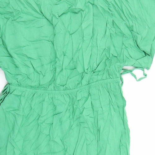 Marks and Spencer Womens Green Viscose A-Line Size 14 V-Neck Pullover - Elasticated Waist