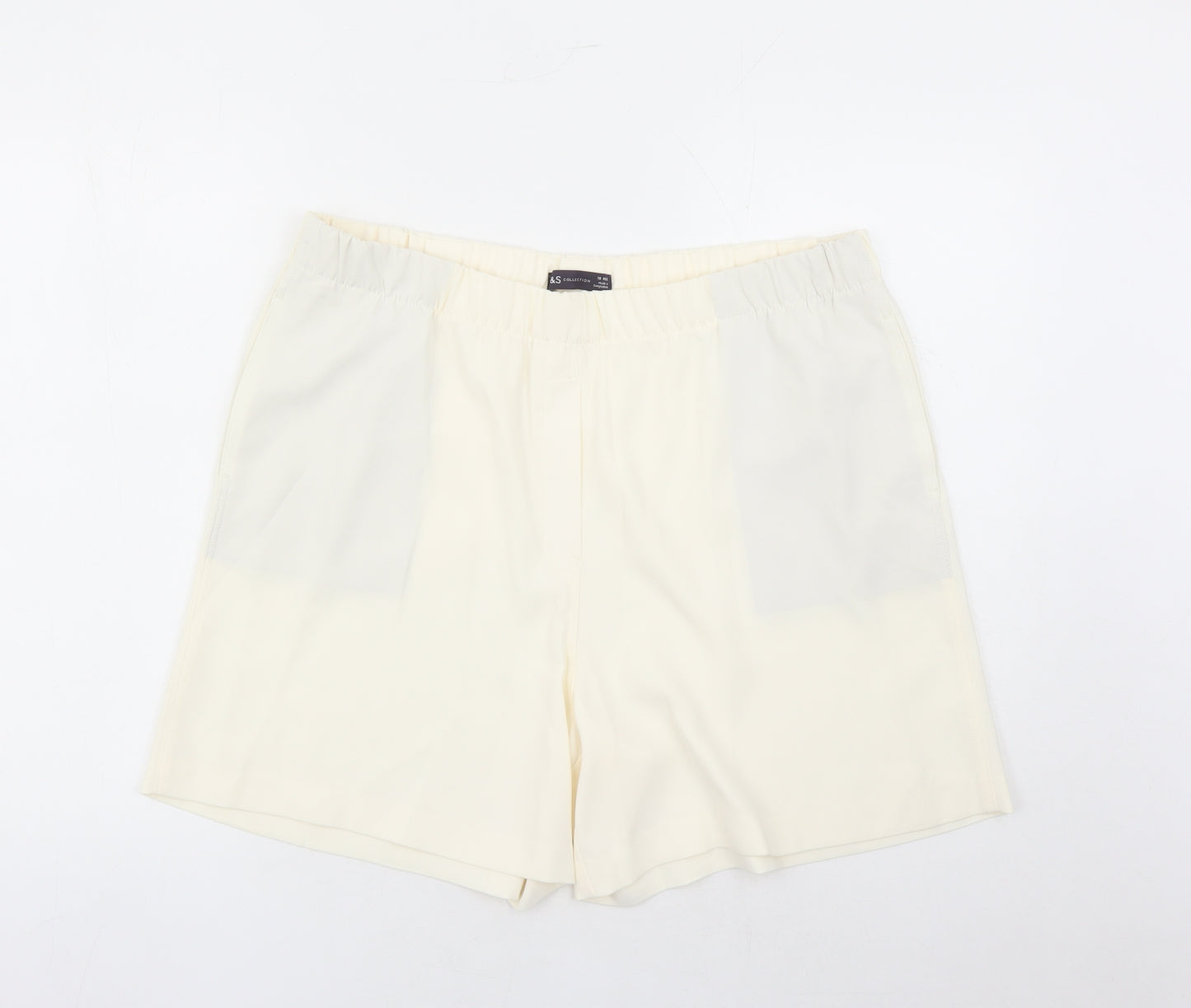 Marks and Spencer Womens Ivory Polyester Bermuda Shorts Size 18 L6 in Regular - Elasticated Waist Pockets