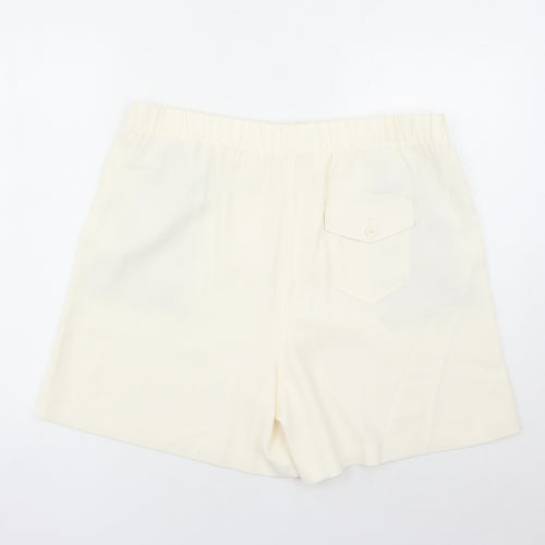 Marks and Spencer Womens Ivory Polyester Bermuda Shorts Size 18 L6 in Regular - Elasticated Waist Pockets