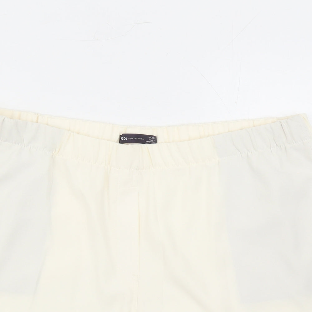 Marks and Spencer Womens Ivory Polyester Bermuda Shorts Size 18 L6 in Regular - Elasticated Waist Pockets