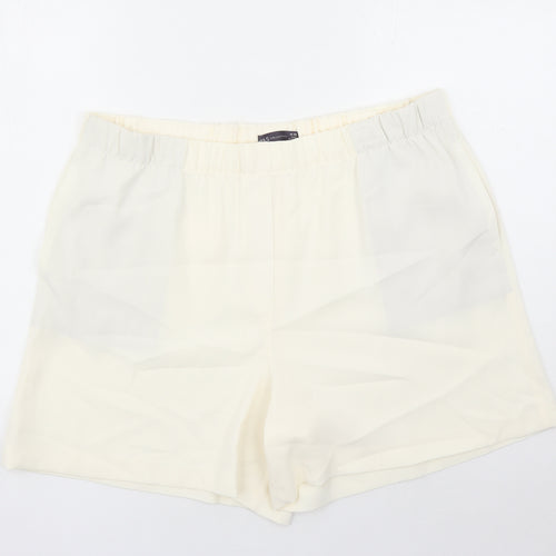 Marks and Spencer Womens Ivory Polyester Bermuda Shorts Size 20 L6 in Regular - Elasticated Waist Pockets