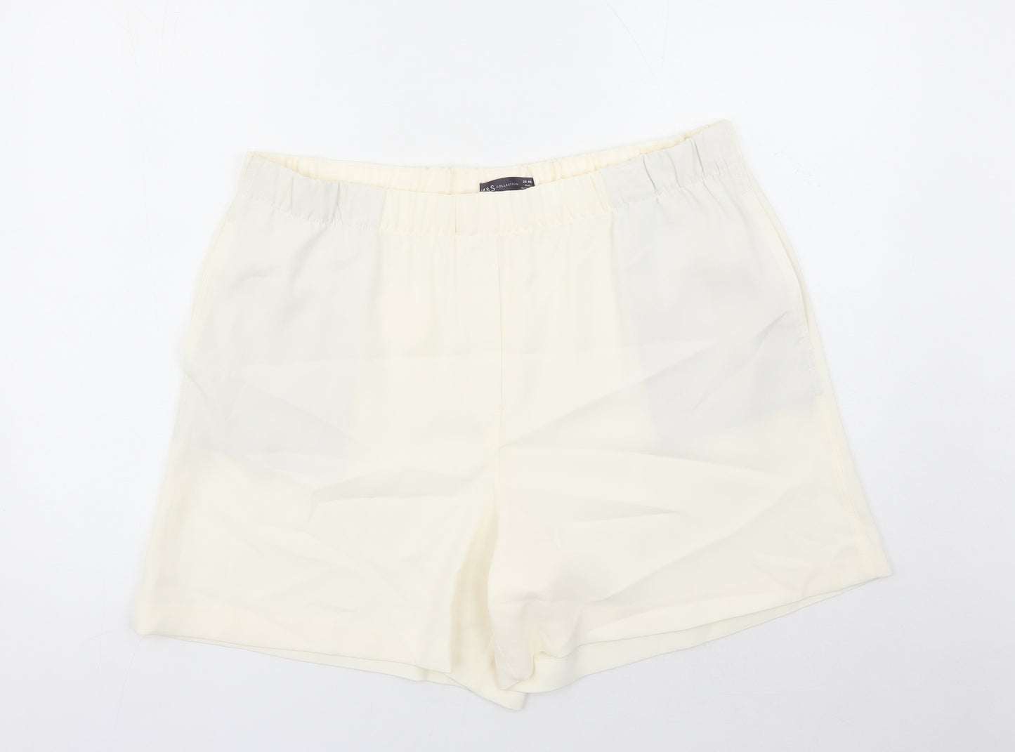 Marks and Spencer Womens Ivory Polyester Bermuda Shorts Size 20 L6 in Regular - Elasticated Waist Pockets