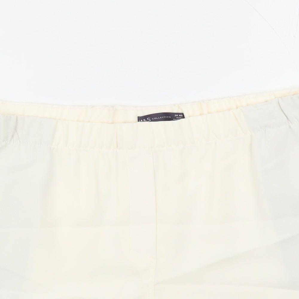 Marks and Spencer Womens Ivory Polyester Bermuda Shorts Size 20 L6 in Regular - Elasticated Waist Pockets