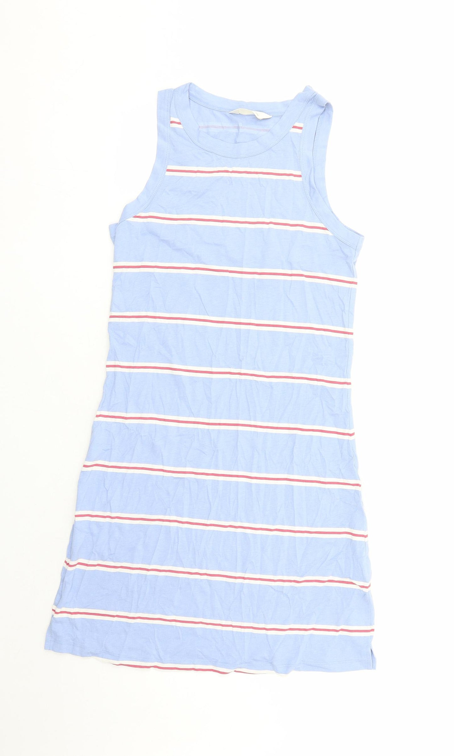 Marks and Spencer Womens Blue Striped Cotton Top Dress Size S