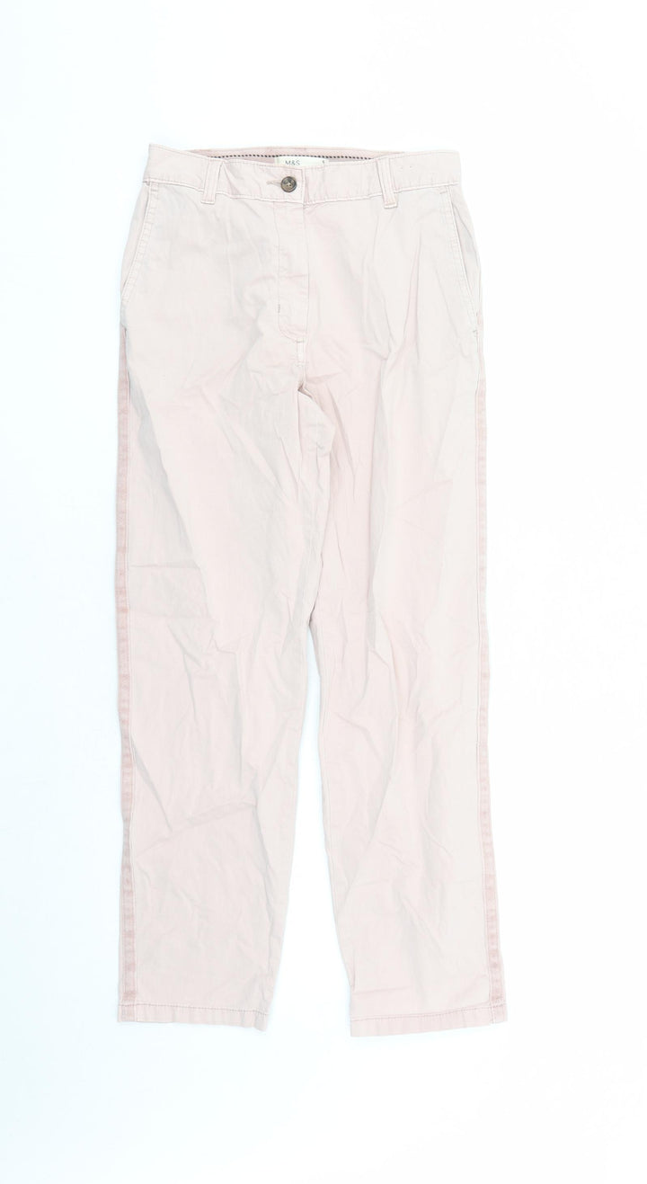 Marks and Spencer Womens Pink Cotton Chino Trousers Size 6 L27 in Regular Zip - Pockets