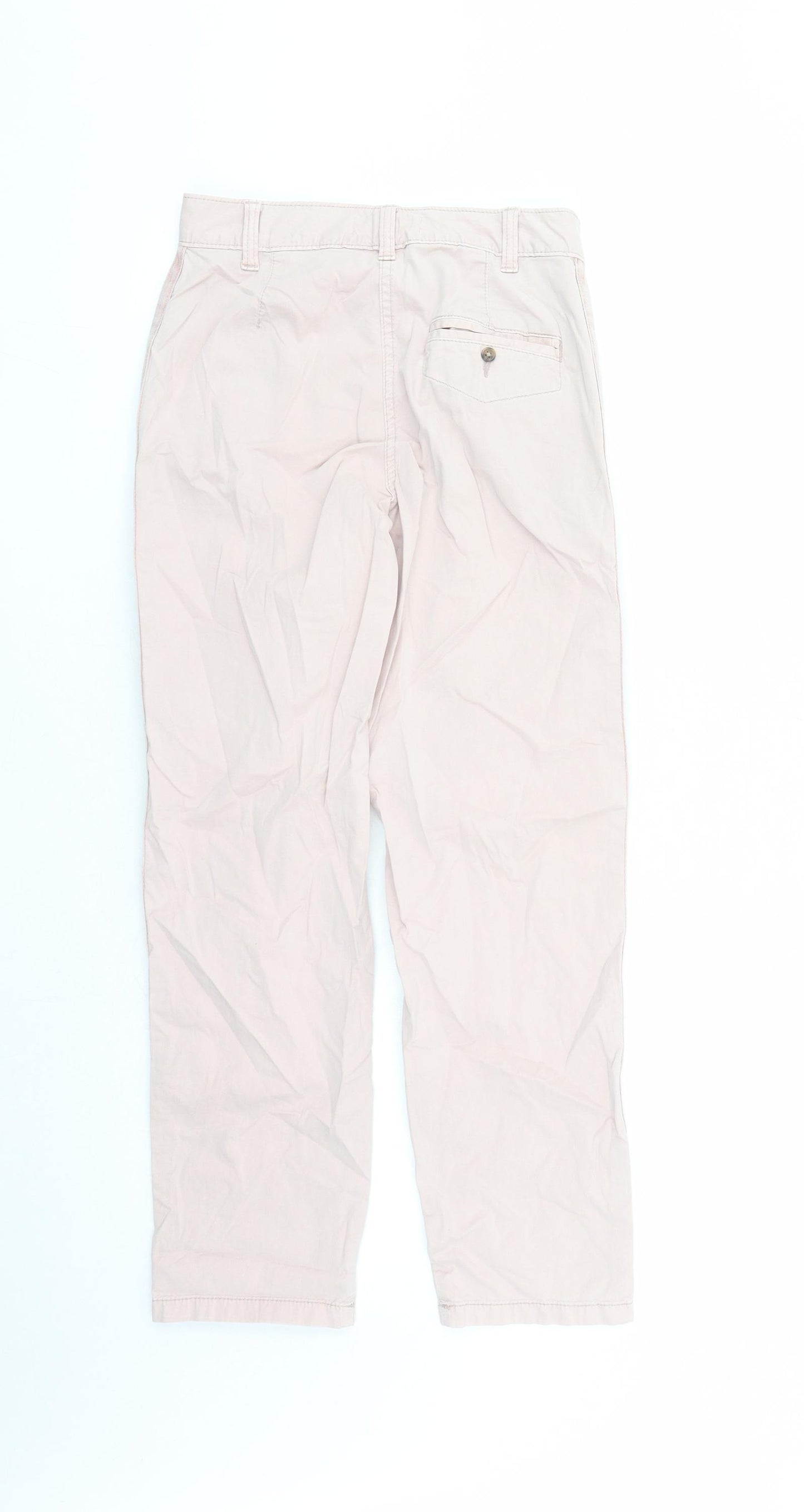 Marks and Spencer Womens Pink Cotton Chino Trousers Size 6 L27 in Regular Zip - Pockets