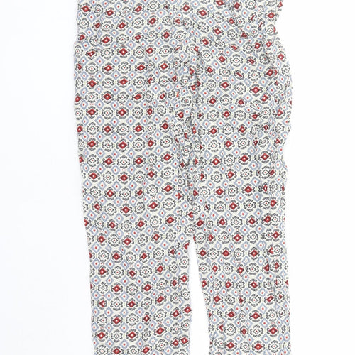 Marks and Spencer Womens Multicoloured Geometric Viscose Trousers Size 8 L29 in Regular - Elasticated Waist Pockets