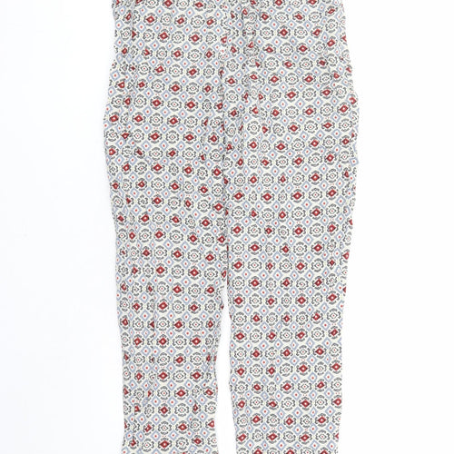 Marks and Spencer Womens Multicoloured Geometric Viscose Trousers Size 8 L29 in Regular - Elasticated Waist Pockets