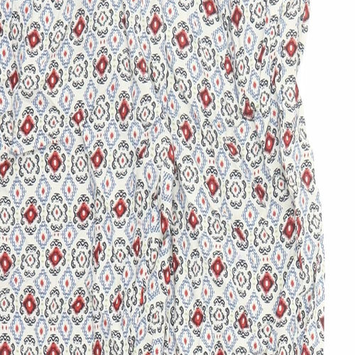 Marks and Spencer Womens Multicoloured Geometric Viscose Trousers Size 8 L29 in Regular - Elasticated Waist Pockets