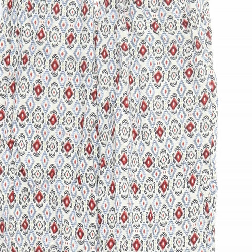 Marks and Spencer Womens Multicoloured Geometric Viscose Trousers Size 8 L29 in Regular - Elasticated Waist Pockets