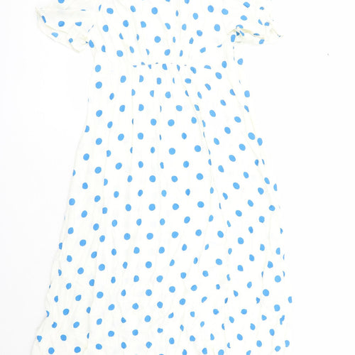 Marks and Spencer Womens Ivory Polka Dot Viscose Maxi Size 16 Round Neck Zip
