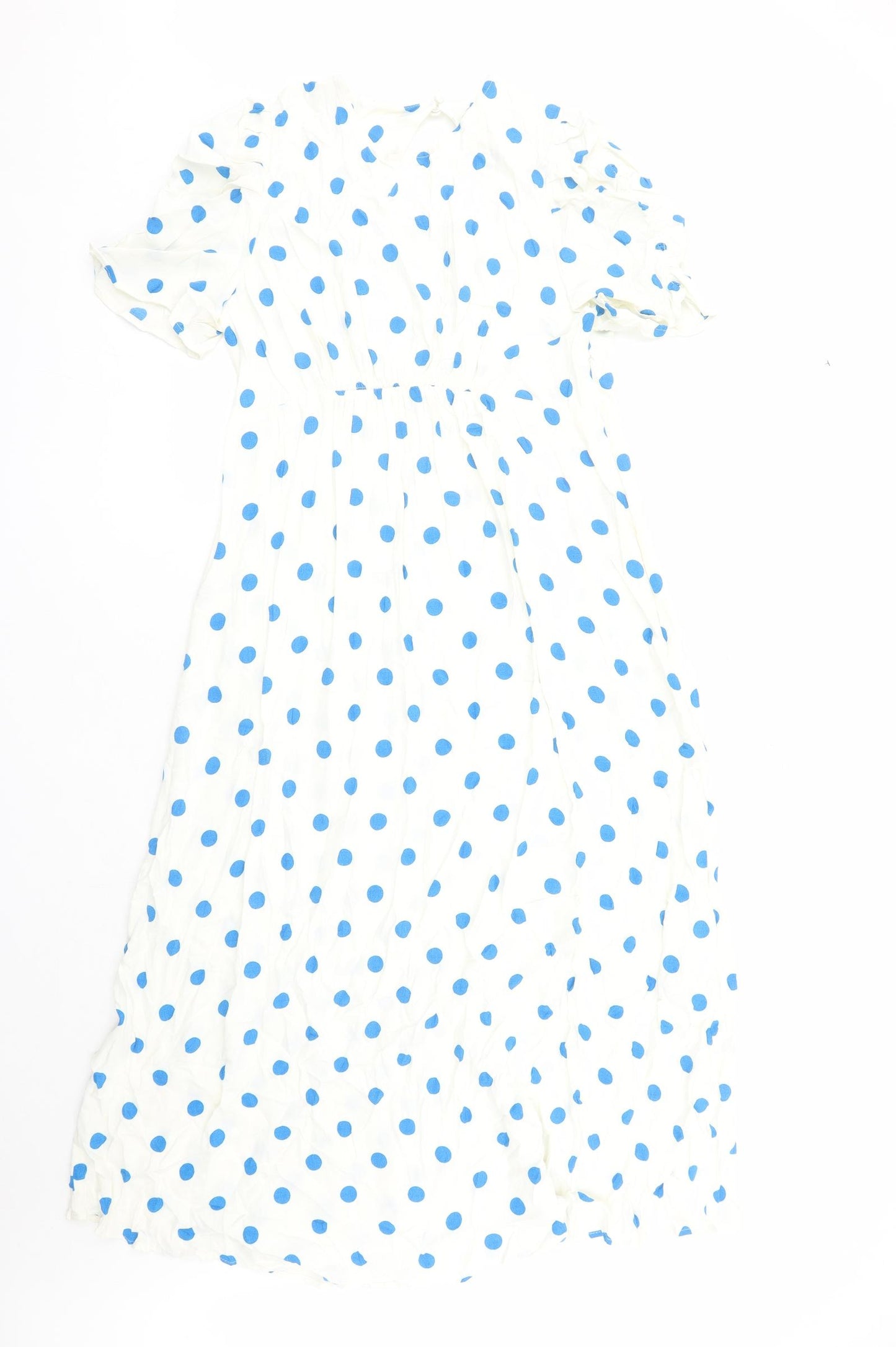 Marks and Spencer Womens Ivory Polka Dot Viscose Maxi Size 16 Round Neck Zip