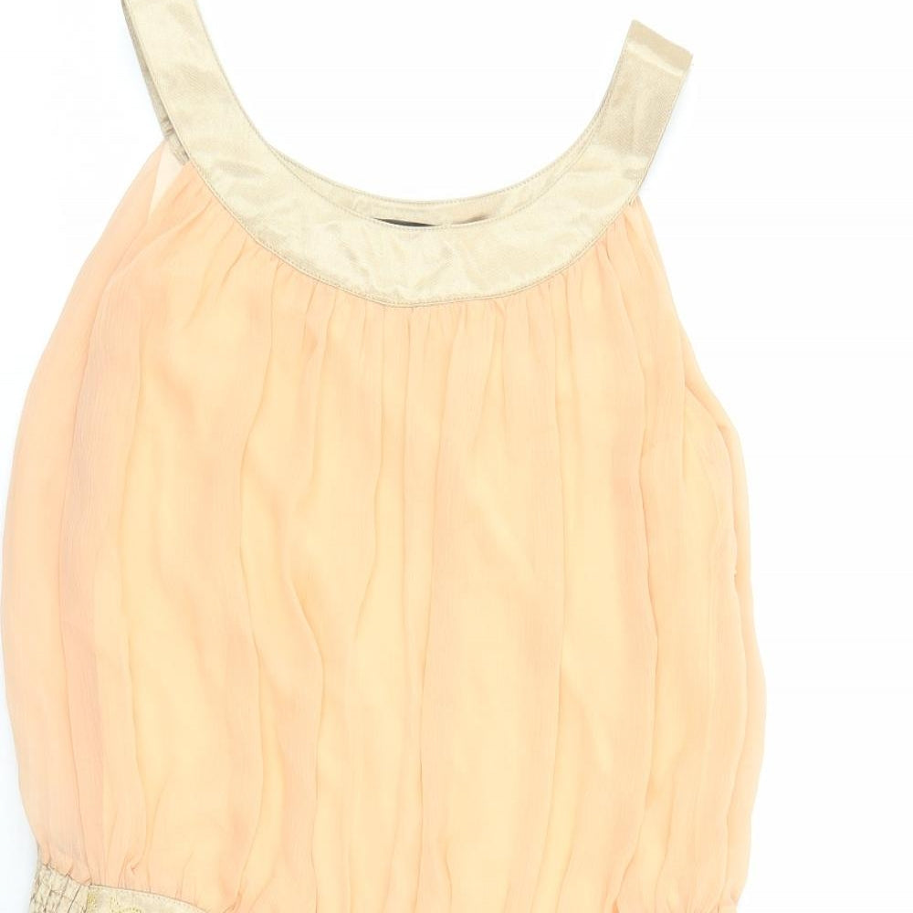 Tenki Womens Orange Polyester Camisole Tank Size S Round Neck - Embroidered Detail