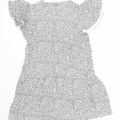 Marks and Spencer Womens Blue Floral Viscose A-Line Size 20 Round Neck Pullover - Keyhole Neckline
