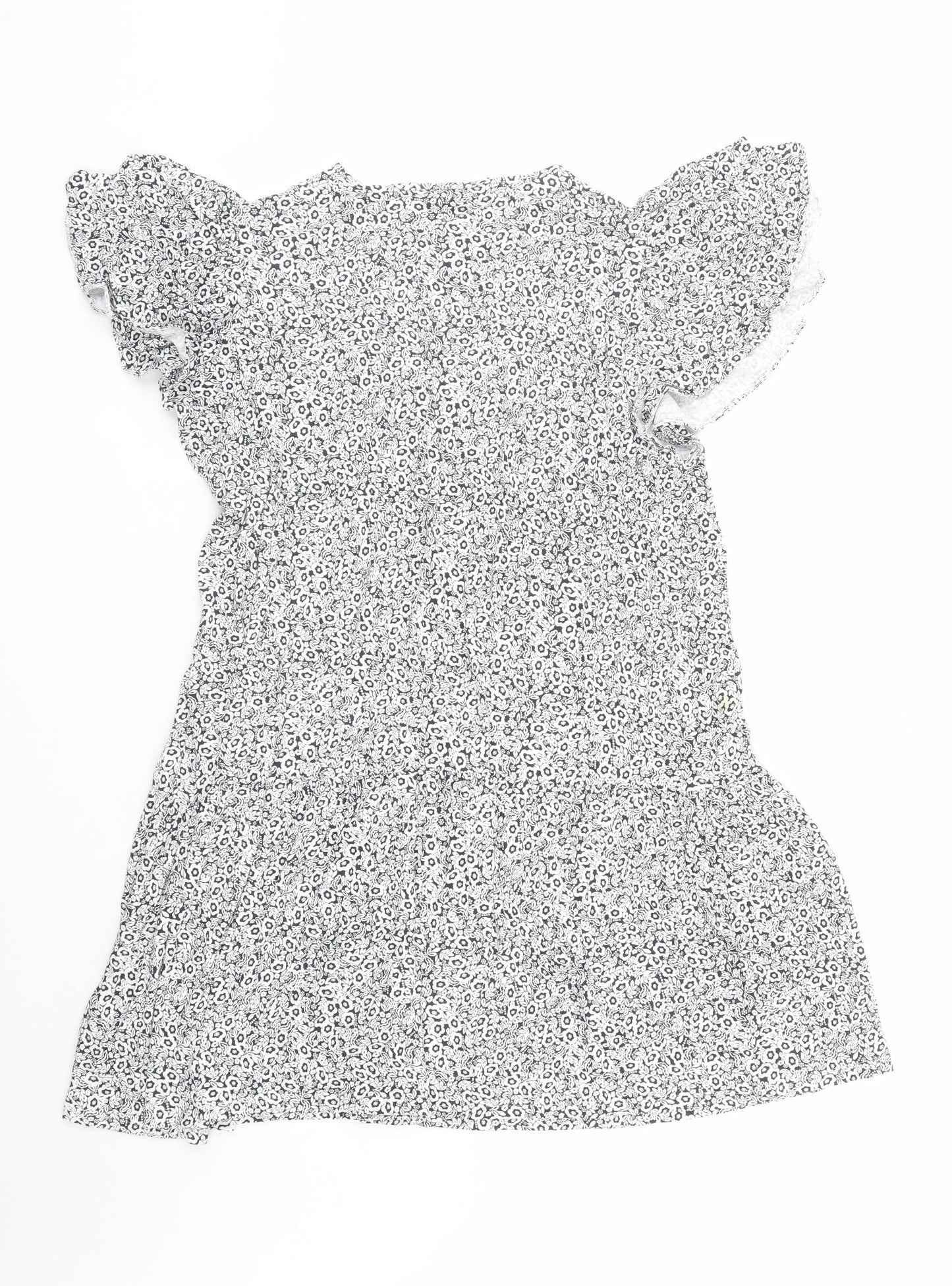 Marks and Spencer Womens Blue Floral Viscose A-Line Size 20 Round Neck Pullover - Keyhole Neckline