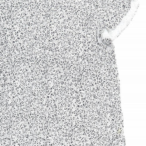 Marks and Spencer Womens Blue Floral Viscose A-Line Size 20 Round Neck Pullover - Keyhole Neckline