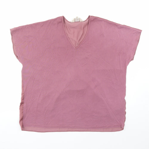 Kley Womens Pink Modal Basic T-Shirt Size S V-Neck