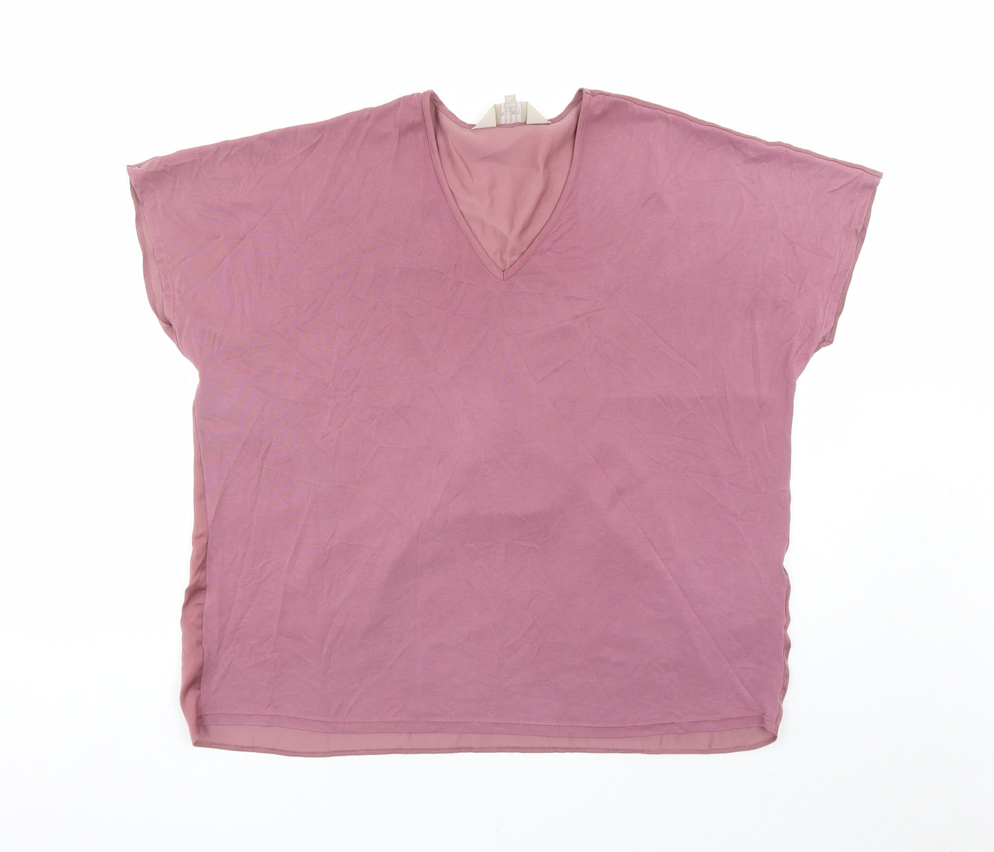 Kley Womens Pink Modal Basic T-Shirt Size S V-Neck