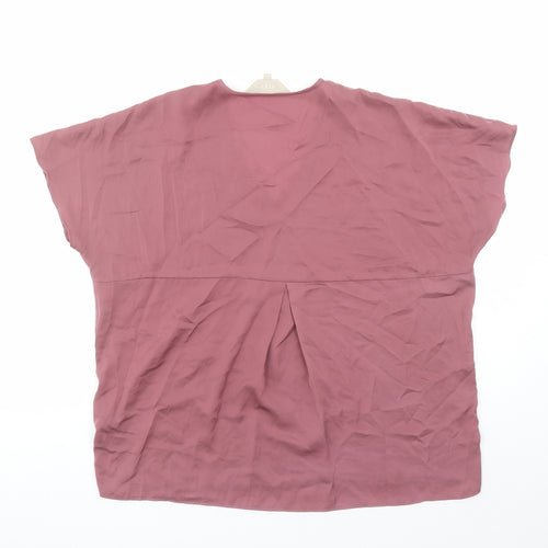 Kley Womens Pink Modal Basic T-Shirt Size S V-Neck