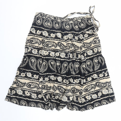 Topshop Womens Black Geometric Cotton Swing Skirt Size 12 Zip - Sequin Detail