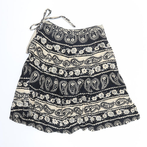 Topshop Womens Black Geometric Cotton Swing Skirt Size 12 Zip - Sequin Detail
