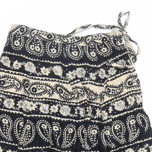 Topshop Womens Black Geometric Cotton Swing Skirt Size 12 Zip - Sequin Detail