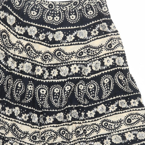 Topshop Womens Black Geometric Cotton Swing Skirt Size 12 Zip - Sequin Detail