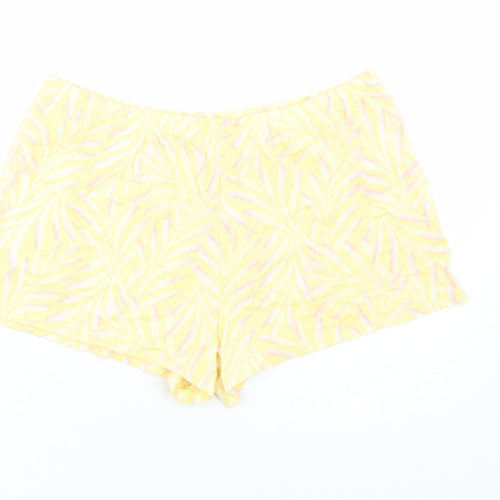 Marks and Spencer Womens Yellow Geometric 100% Cotton Top Sleep Shorts Size M - Elasticated Waist