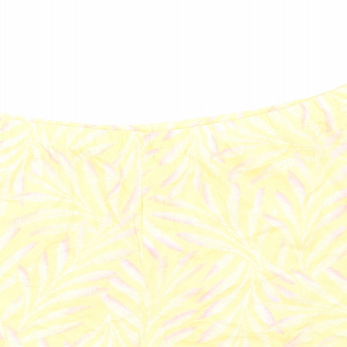 Marks and Spencer Womens Yellow Geometric 100% Cotton Top Sleep Shorts Size M - Elasticated Waist