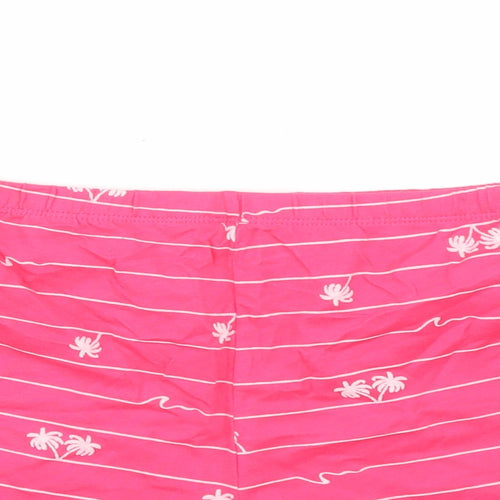 Marks and Spencer Womens Pink Geometric 100% Cotton Top Sleep Shorts Size L - Elasticated Waist Palm Tree