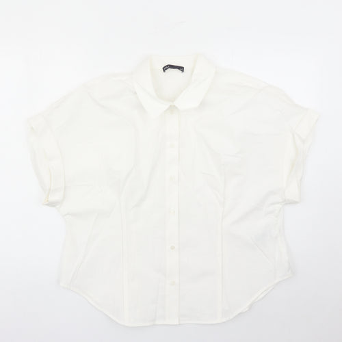 Marks and Spencer Womens White 100% Cotton Basic Button-Up Size 18 Collared