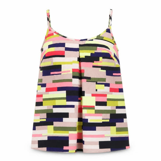 Front view of Capsule women’s multicoloured geometric polyester camisole tank, size UK 14, round neck