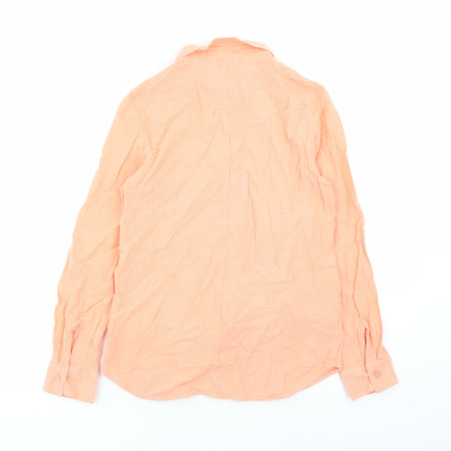 Warehouse Womens Orange Cotton Basic Button-Up Size 8 Collared