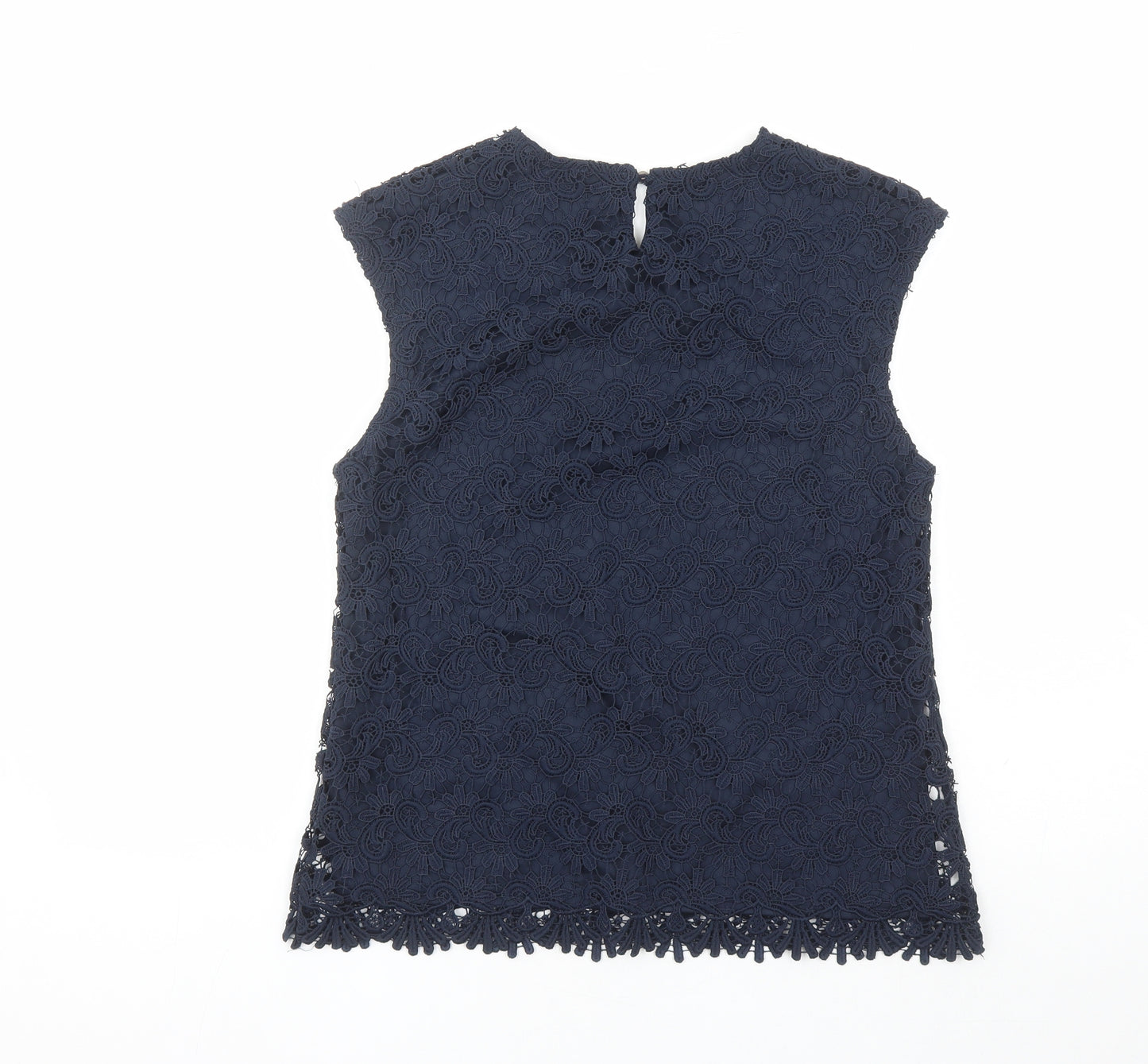 Luxzuz Womens Blue Geometric Polyester Camisole Tank Size 12 Round Neck