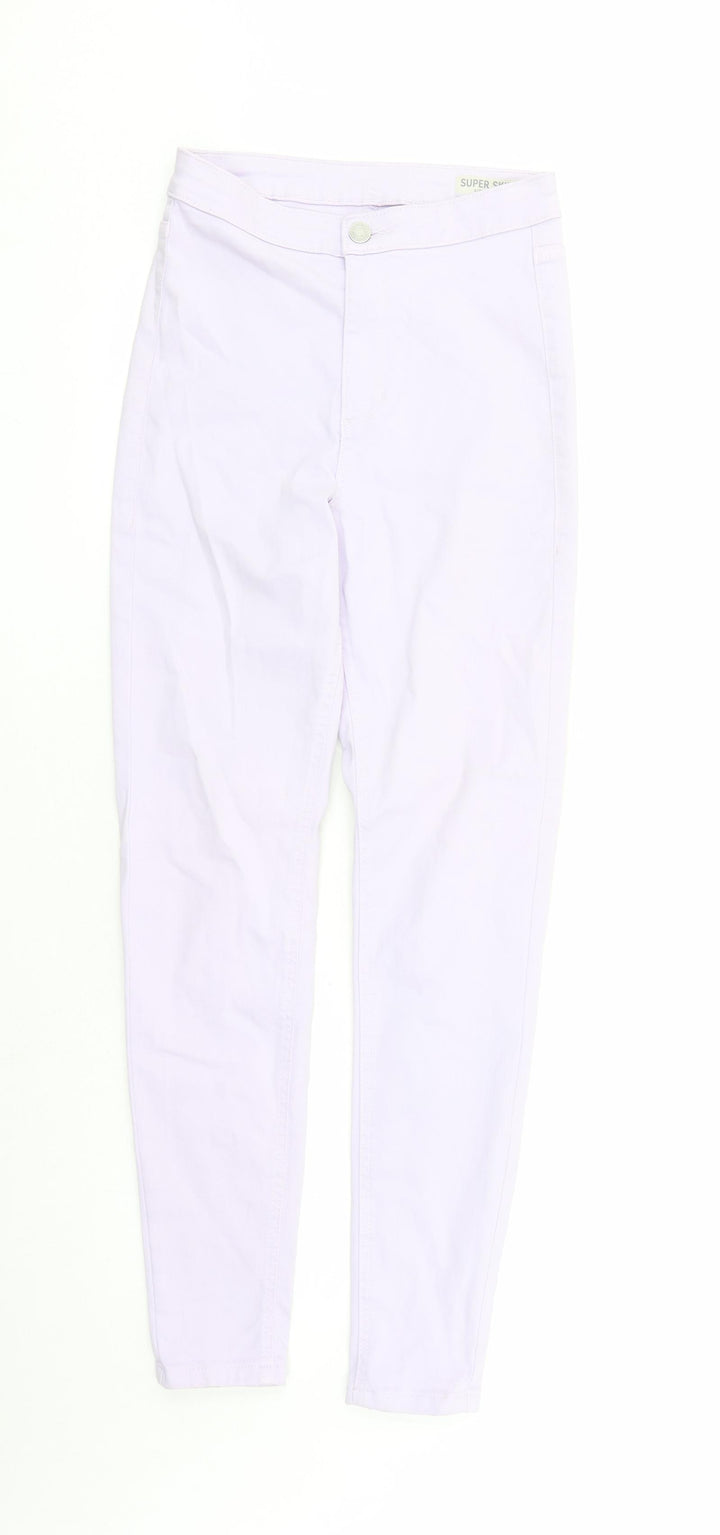 Marks and Spencer Womens Purple Cotton Skinny Jeans Size 8 L29 in Regular Zip - Super Skinny