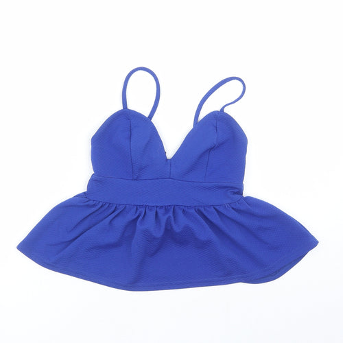 New Look Womens Blue Polyester Cropped Tank Size 8 V-Neck