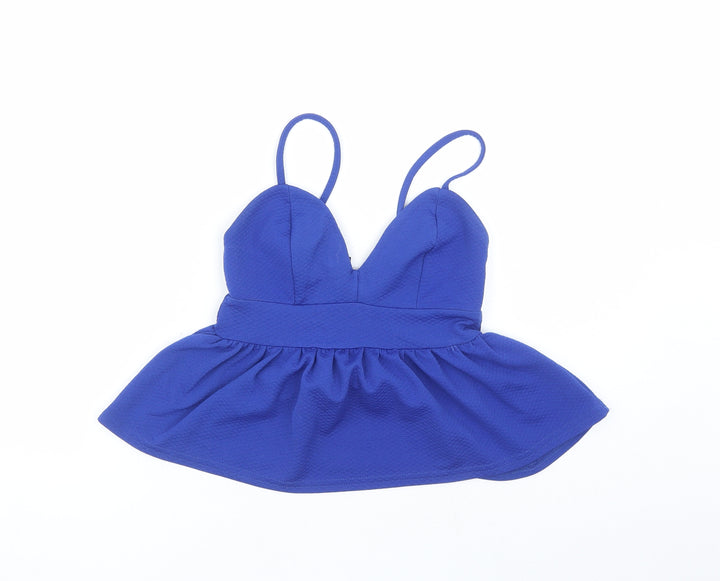 New Look Womens Blue Polyester Cropped Tank Size 8 V-Neck