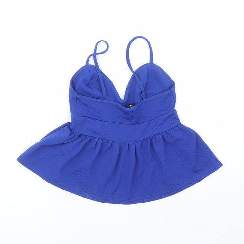 New Look Womens Blue Polyester Cropped Tank Size 8 V-Neck