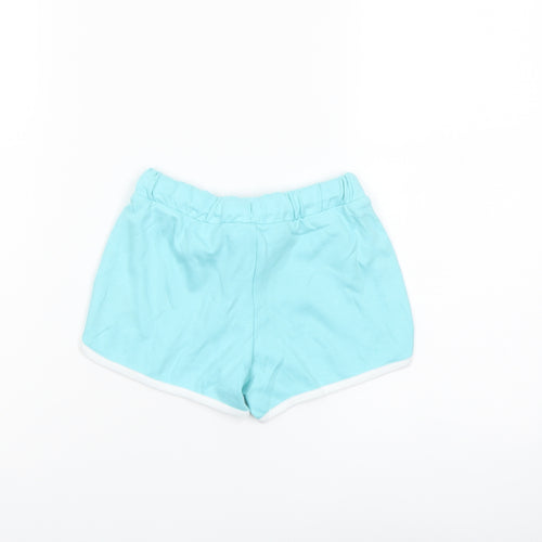 Marks and Spencer Girls Blue Cotton Sweat Shorts Size 4-5 Years Regular Drawstring