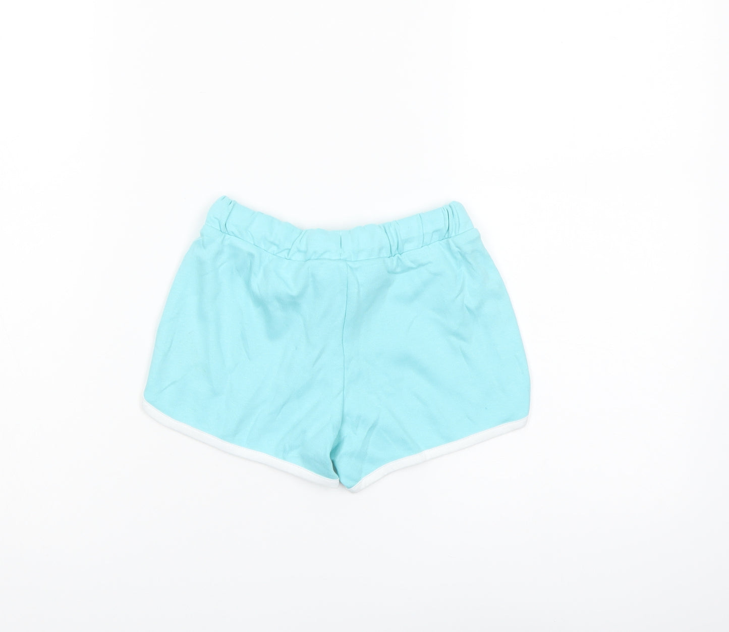 Marks and Spencer Girls Blue Cotton Sweat Shorts Size 4-5 Years Regular Drawstring