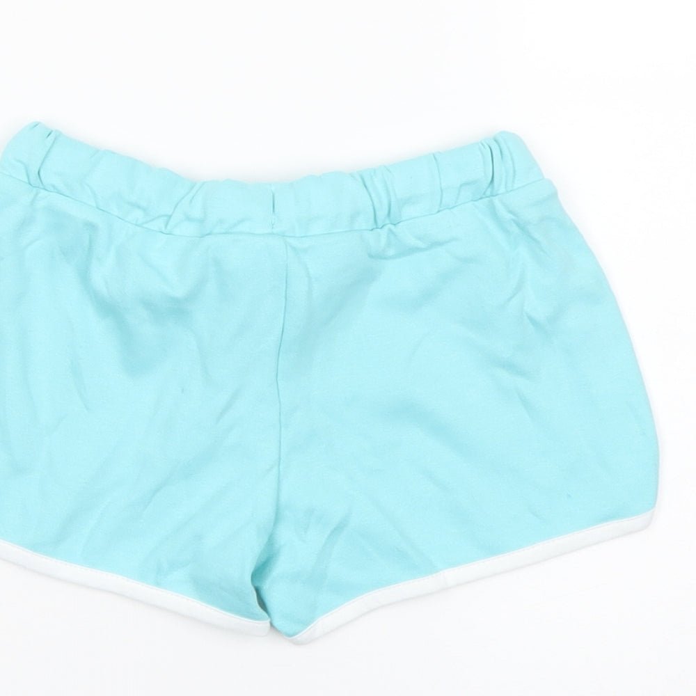 Marks and Spencer Girls Blue Cotton Sweat Shorts Size 4-5 Years Regular Drawstring