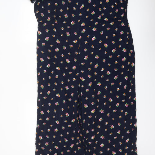 Marks and Spencer Womens Black Floral Viscose Jumpsuit One-Piece Size 20 Zip