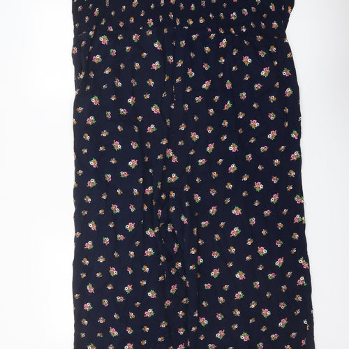 Marks and Spencer Womens Black Floral Viscose Jumpsuit One-Piece Size 20 Zip