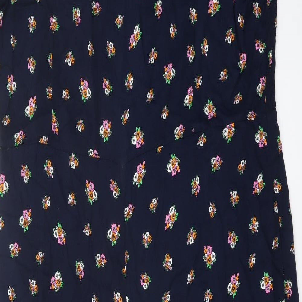 Marks and Spencer Womens Black Floral Viscose Jumpsuit One-Piece Size 20 Zip