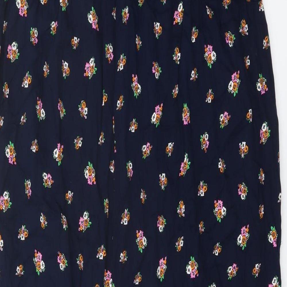 Marks and Spencer Womens Black Floral Viscose Jumpsuit One-Piece Size 20 Zip