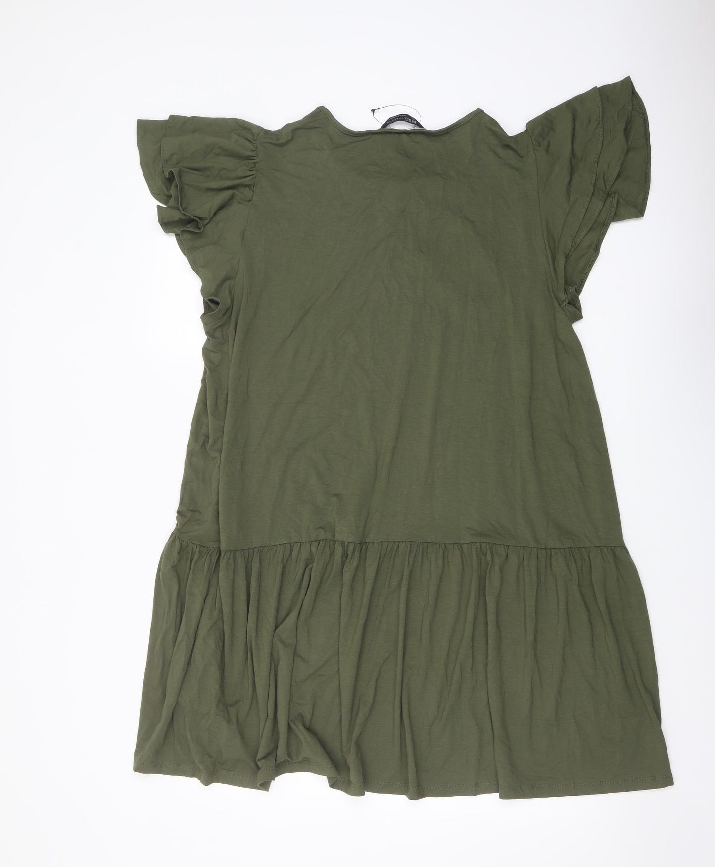 Marks and Spencer Womens Green Viscose A-Line Size 22 Round Neck Pullover